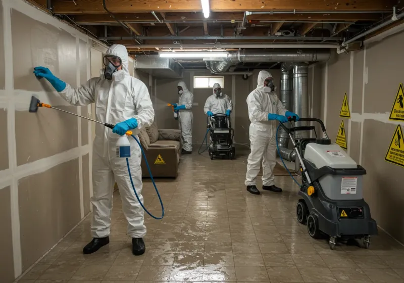 Basement Moisture Removal and Structural Drying process in Saint Clair, PA